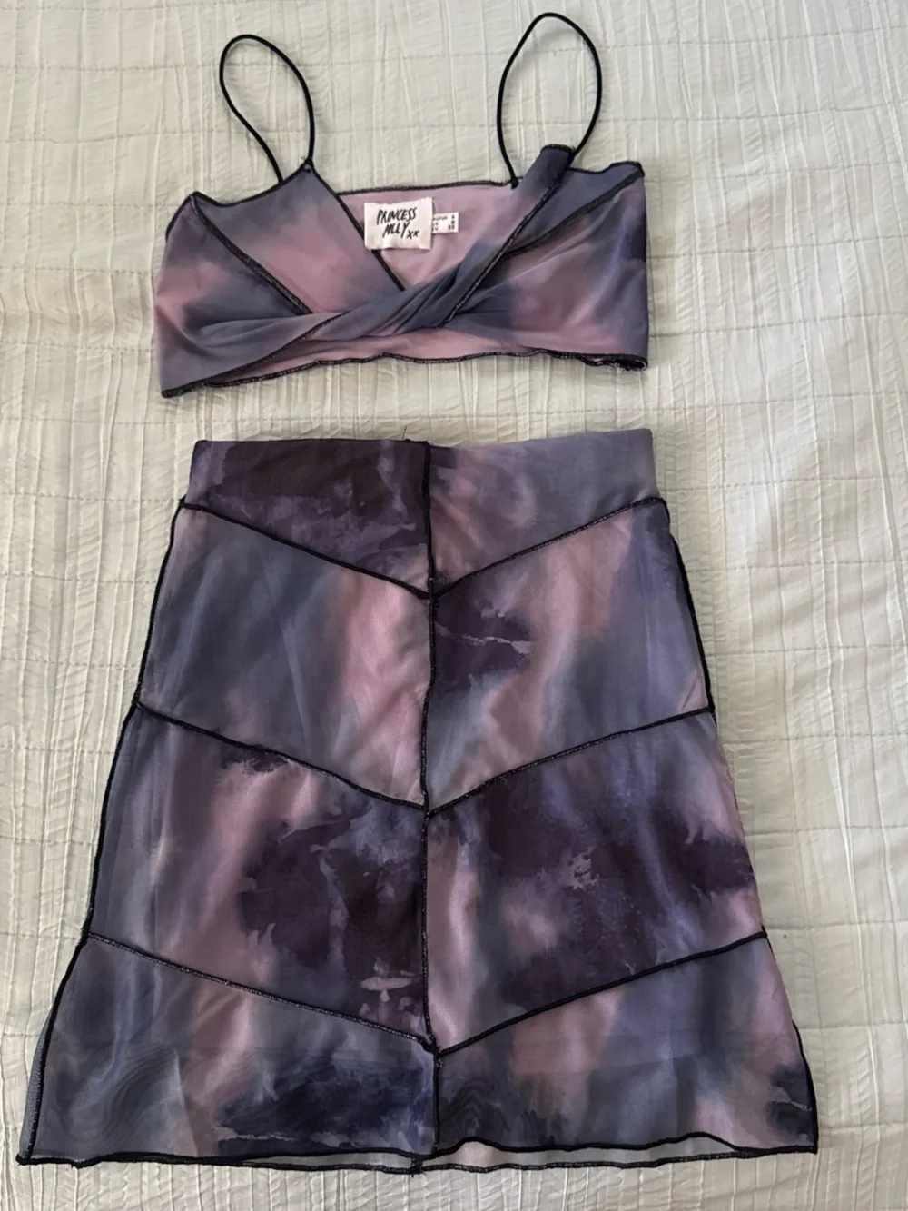 Princess Polly Purple Ombre Mesh Bralette & Skirt Set